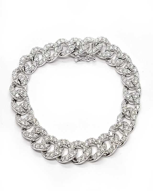 18K White Gold Diamond Chain Link Bracelet, 6.00tcw